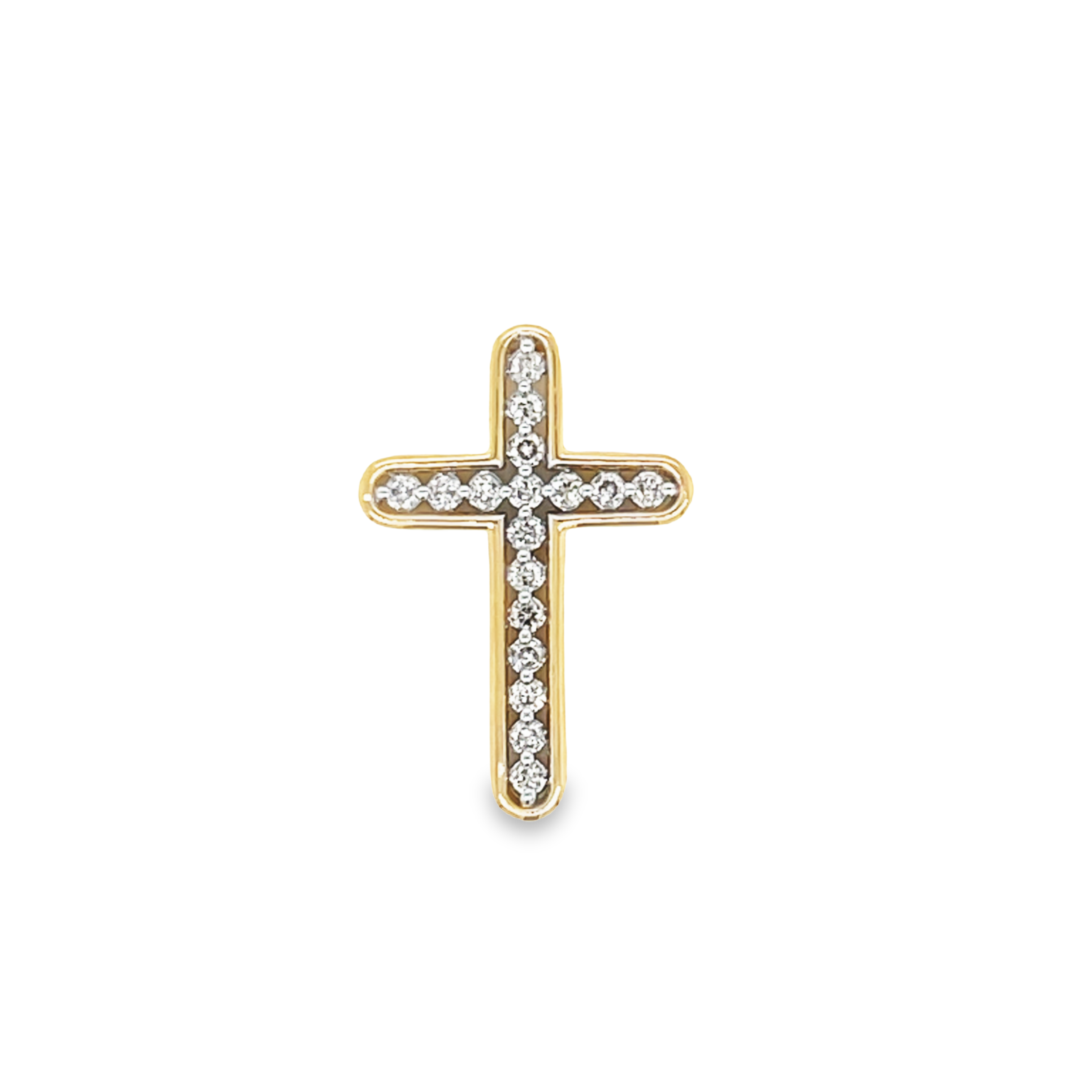 10ct Yellow Gold Rounded 0.20ct Diamond Cross Pendant