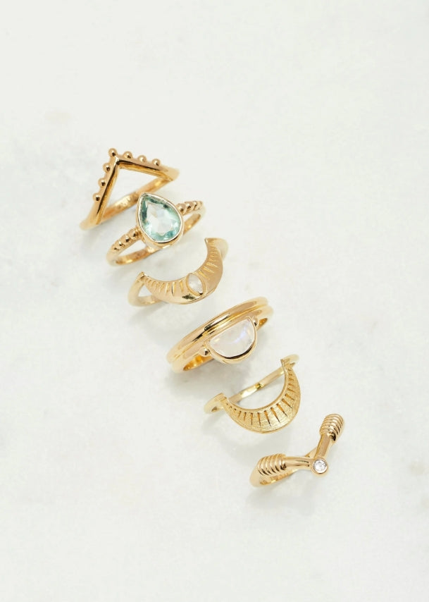 Toni May Amie Fluorite Gold Stacker Ring