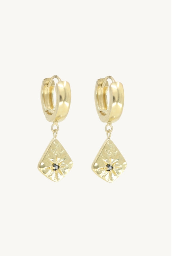 Toni May Sapphire Charm Gold Huggies