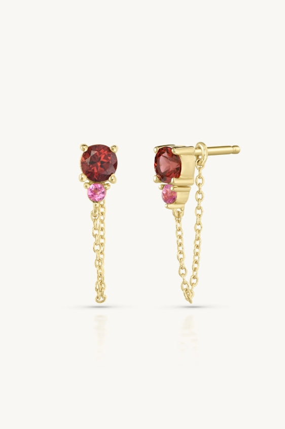 Toni May January Ombre Garnet Birthstone Gold Stud Earrings