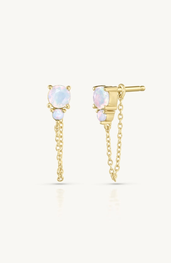 Toni May October Ombre Opal Birthstone Gold Stud Earrings