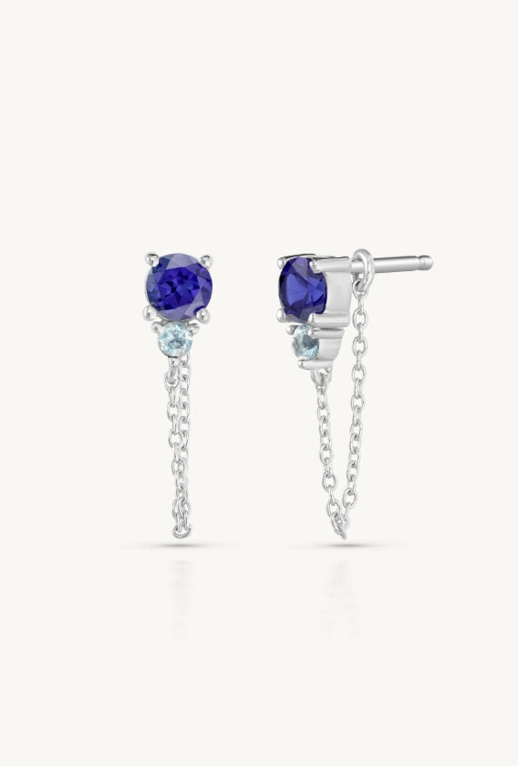 Toni May September Ombre Sapphire Birthstone Silver Stud Earrings