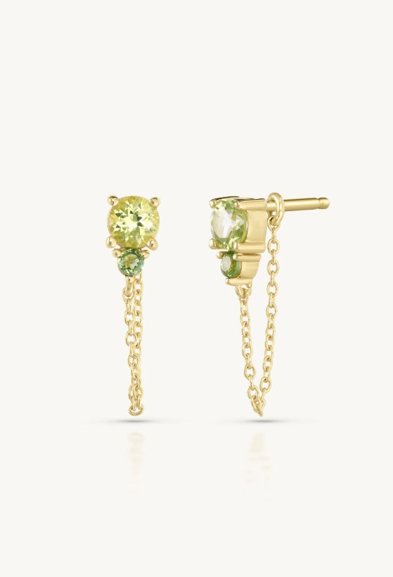 Toni May August Ombre Peridot Birthstone Gold Stud