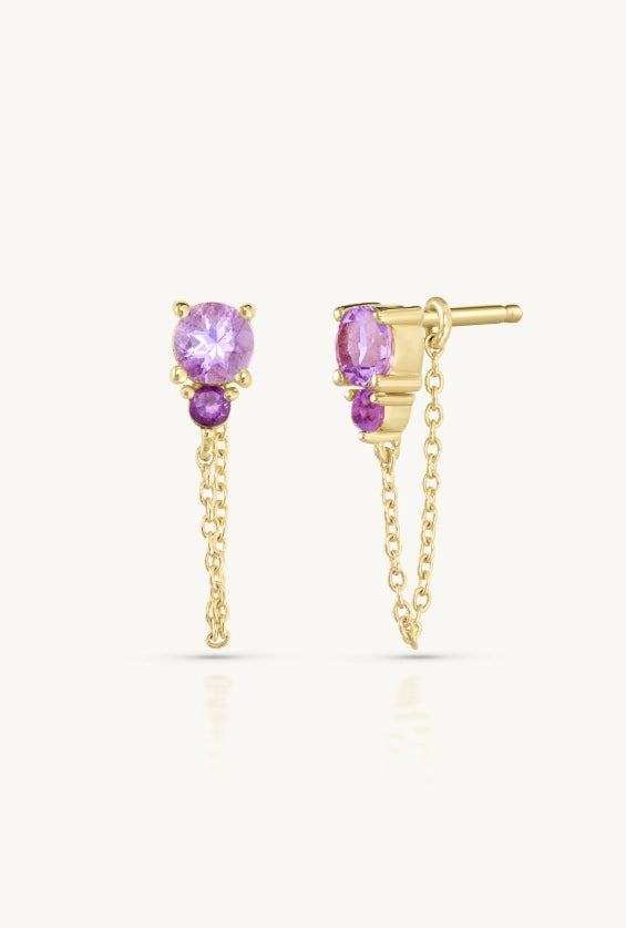 Toni May February Ombre Amethyst Birthstone Gold Stud