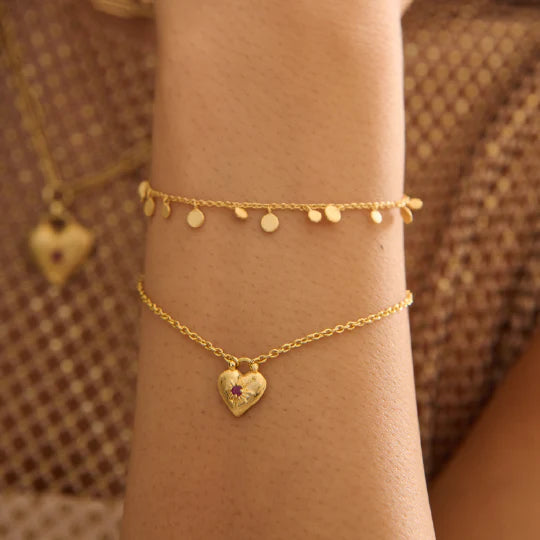 Love You Small Heart Bracelet in 19KT Yellow Gold Plated