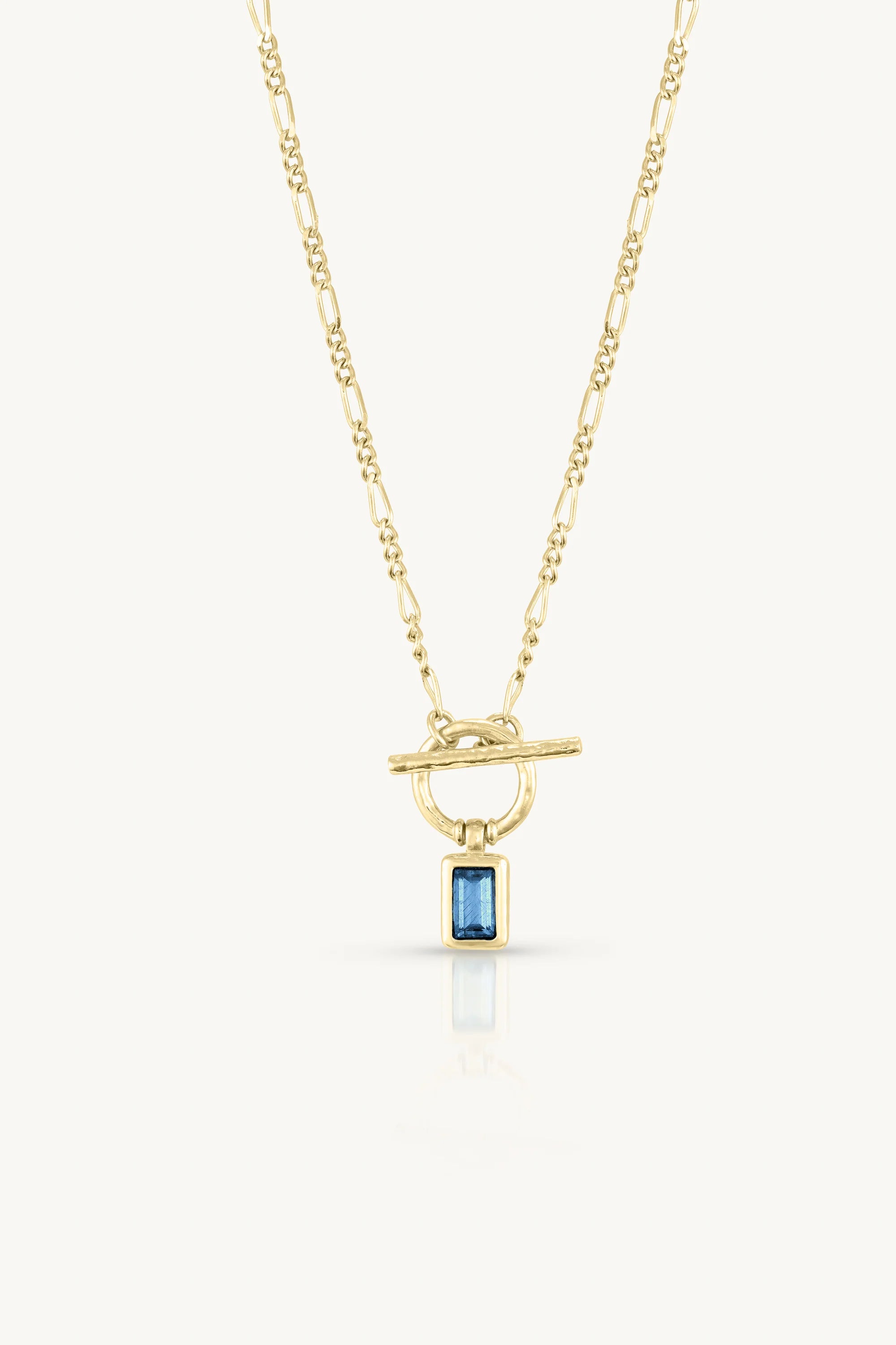 Toni May Blue Topaz Gold Toggle Necklace