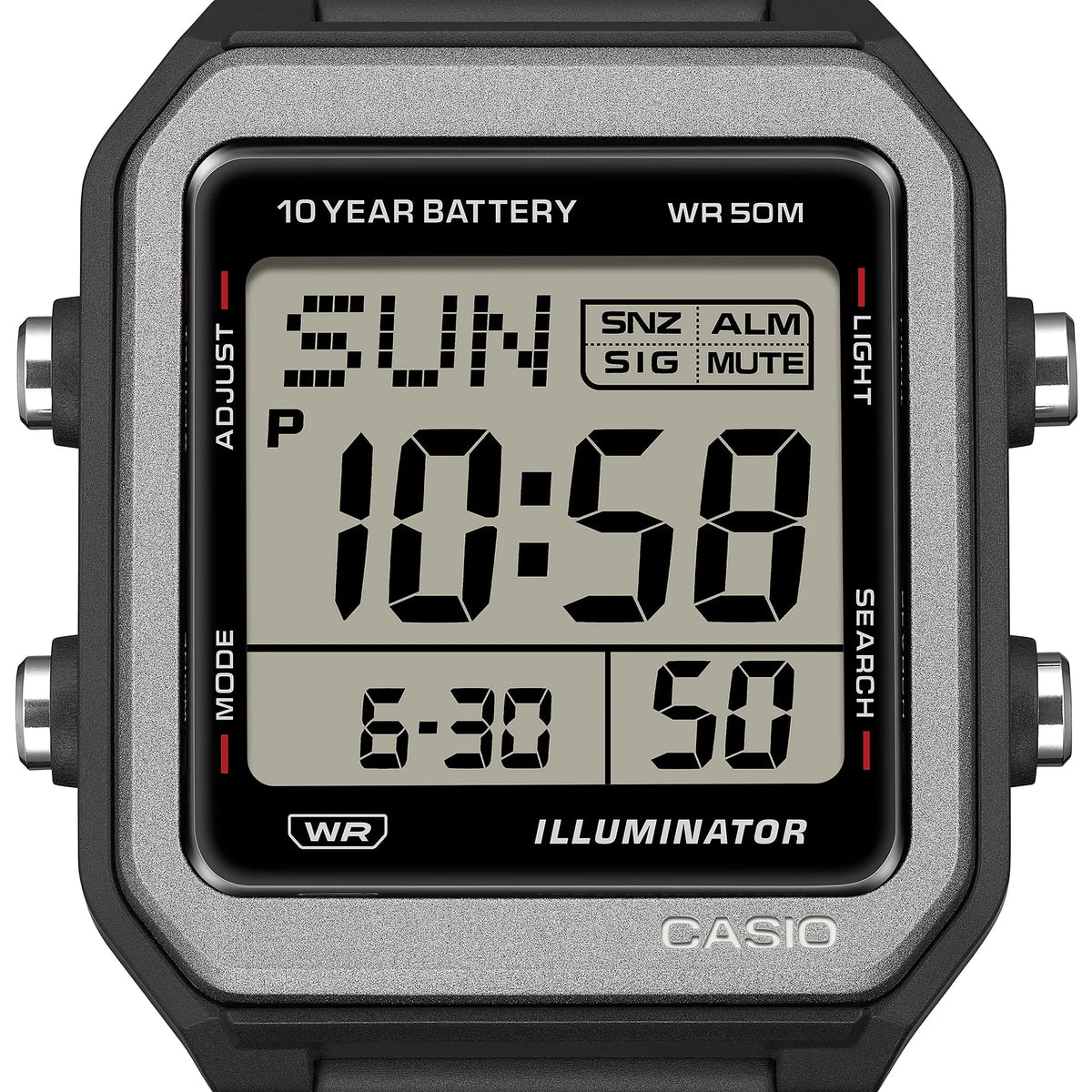 Casio Digital- Gray case black resin band