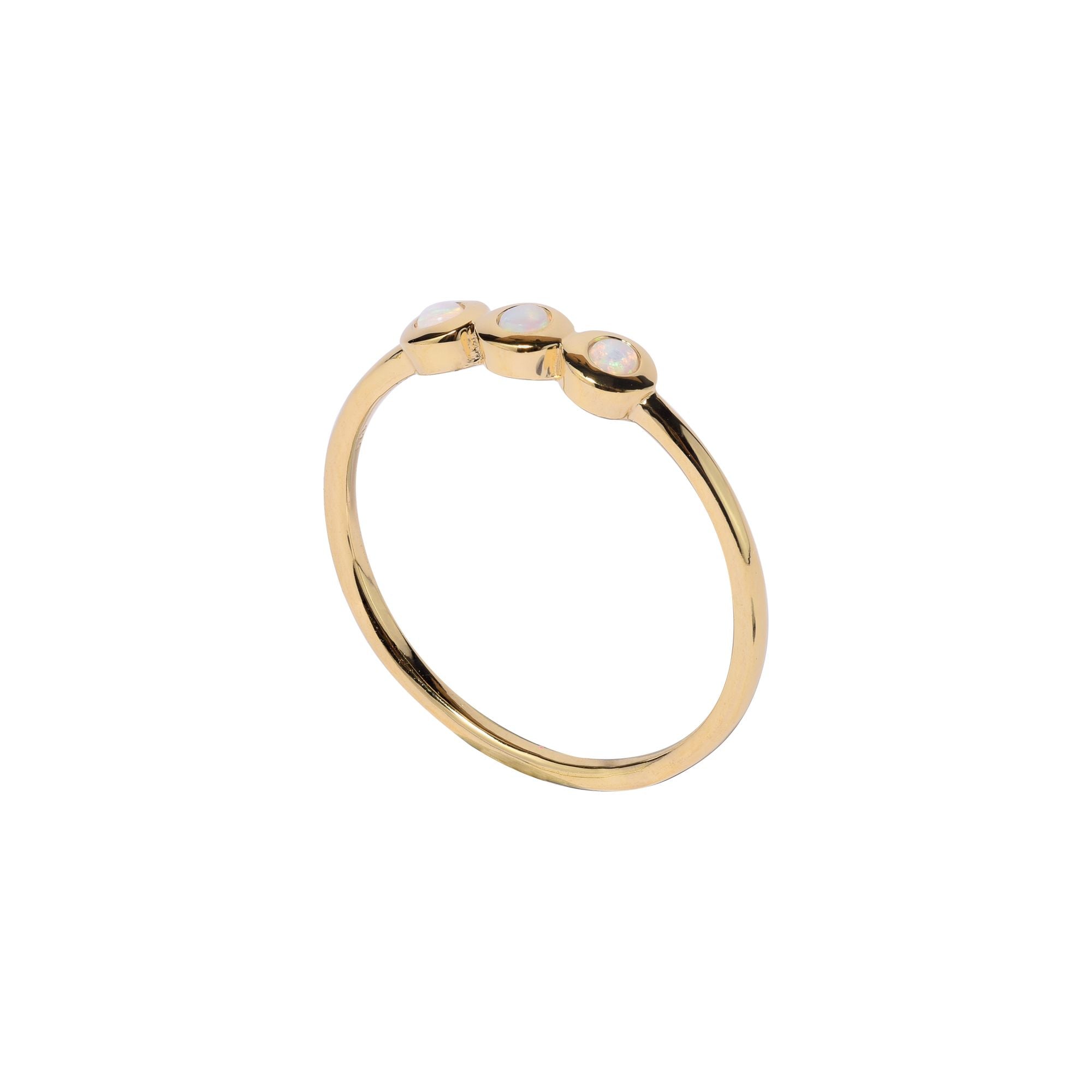 Gold Plated Three Stone Opalite Ring