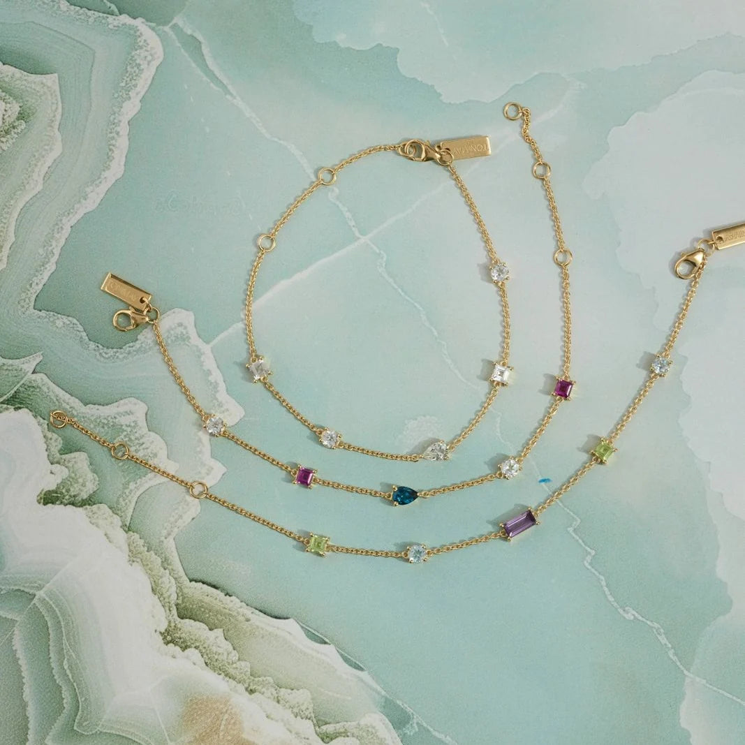 Toni May Clover White Topaz Gold Bracelet