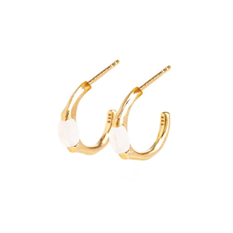 Gold Plated Cara Milan Rainbow Moonstone Hoop Earrings