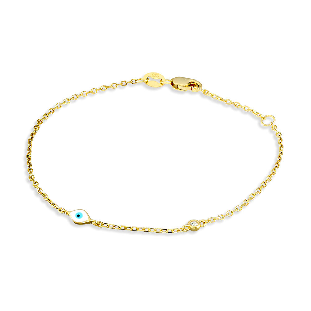 Gold Plated Enamel Evil Eye Fine Bracelet