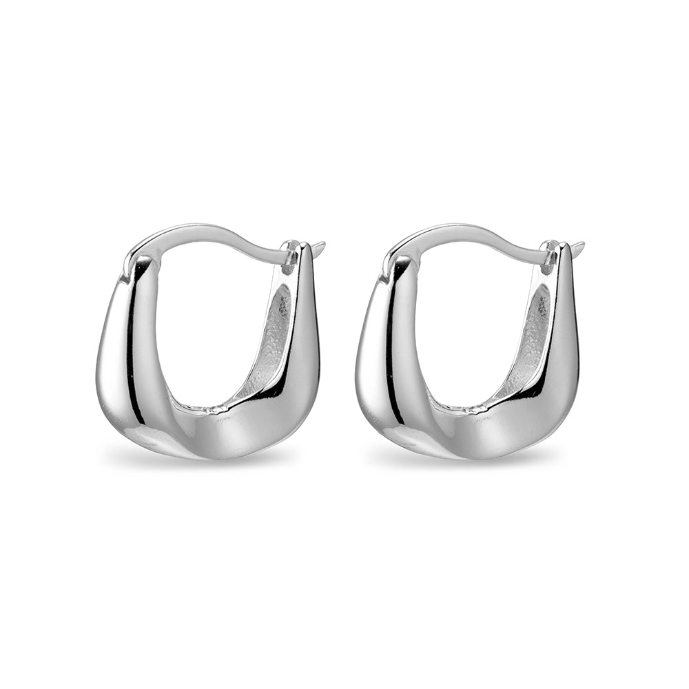 Sterling Silver Smooth Squared Hoop Earrings