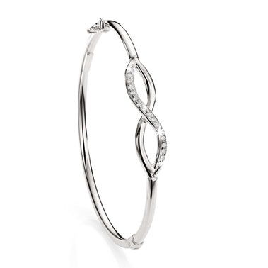 Sterling Silver Stone Set Infinity Hinge Bangle