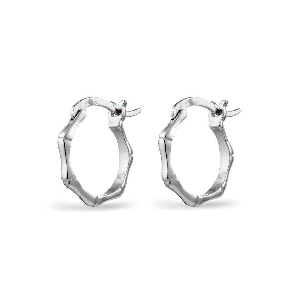 Sterling Silver Minimalist Bamboo Open Hoop Earrings