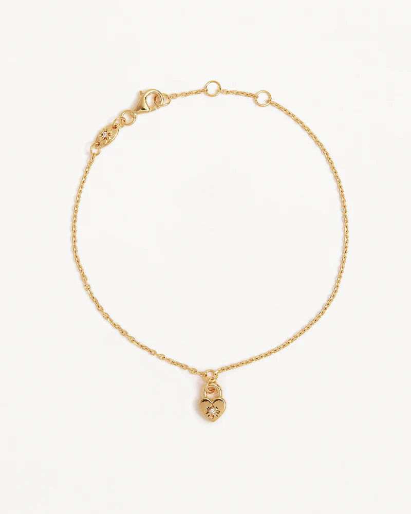 By Charlotte Crystal Lotus Heart Padlock Bracelet