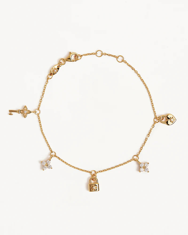 By Charlotte 18k Gold Vermeil Love Unlocked Charm Bracelet