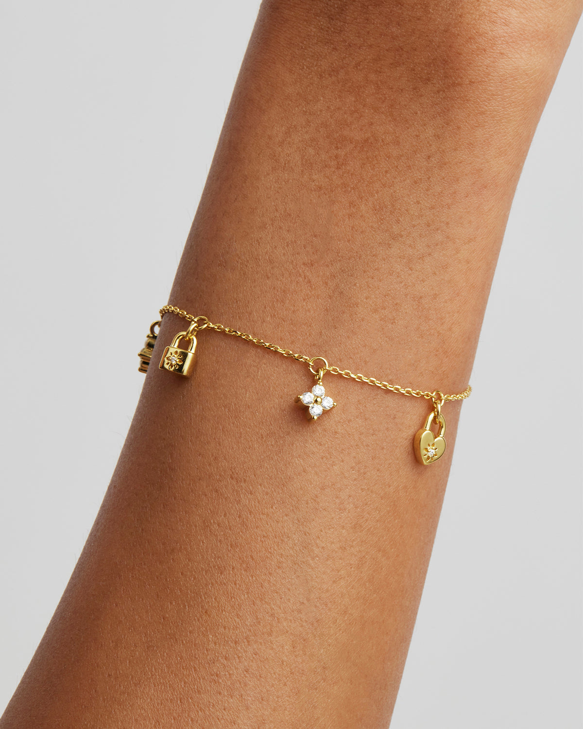 By Charlotte 18k Gold Vermeil Love Unlocked Charm Bracelet