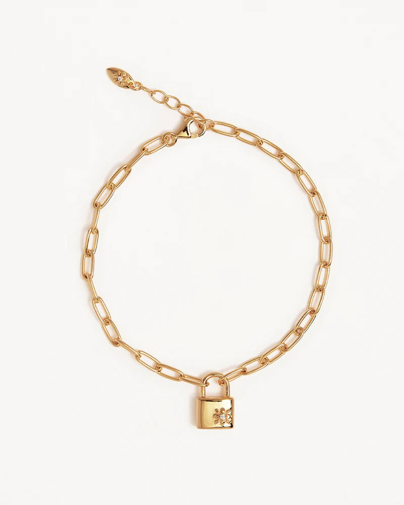 By Charlotte 18k Gold Vermeil Promise of Us Lotus Padlock Bracelet