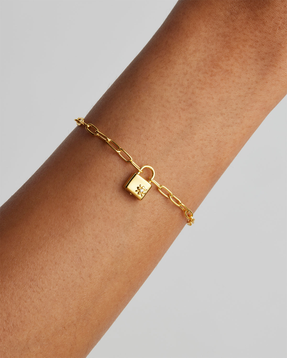 By Charlotte 18k Gold Vermeil Promise of Us Lotus Padlock Bracelet