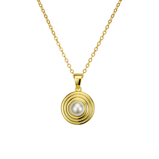 Sterling Silver Gold Plated Mother of Pearl Pendant Necklace
