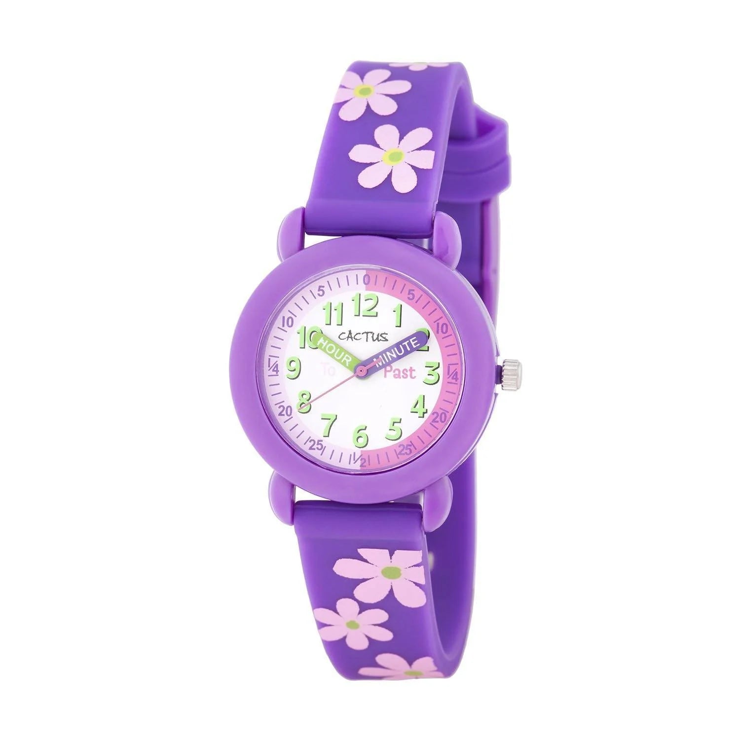 Cactus Timekeeper - Kids Watch - Purple with Flowers.
