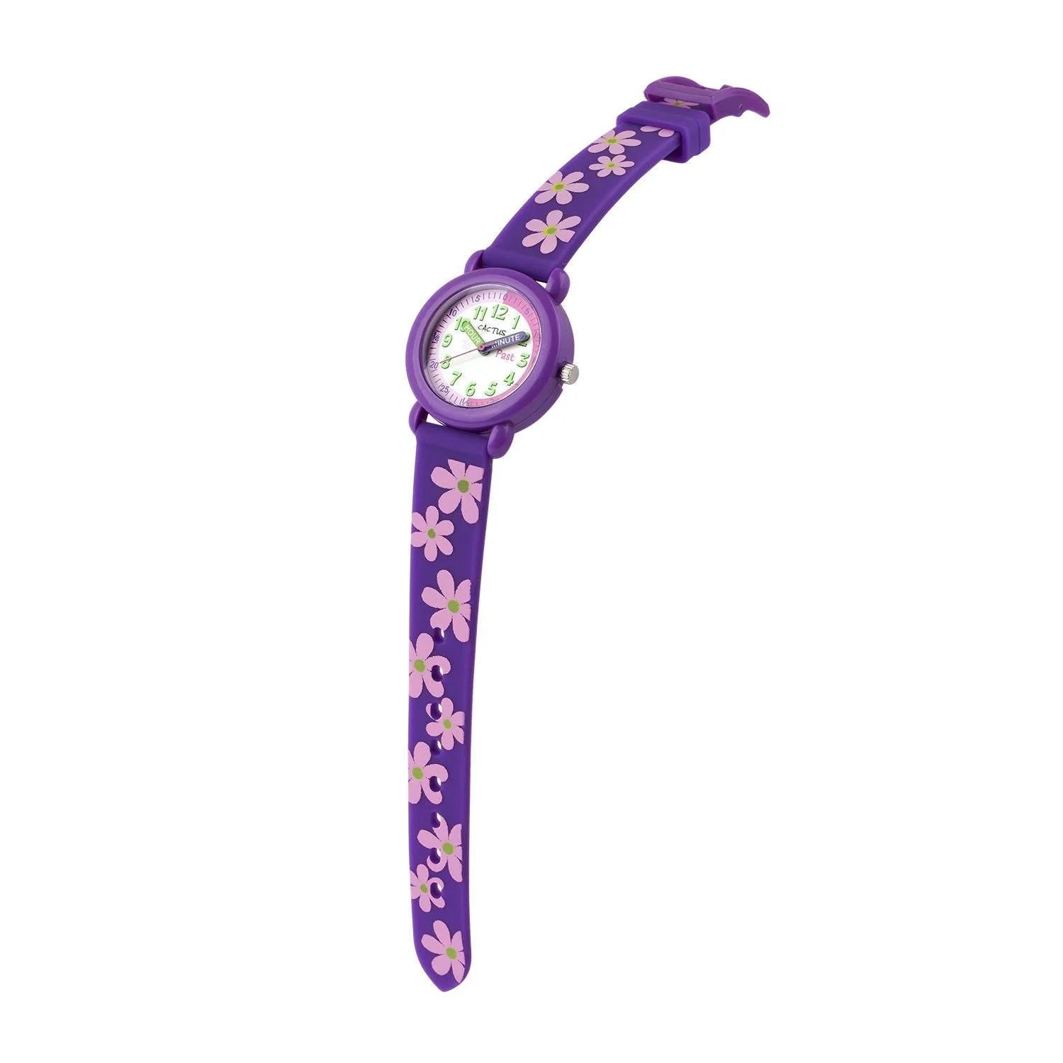 Cactus Timekeeper - Kids Watch - Purple with Flowers.