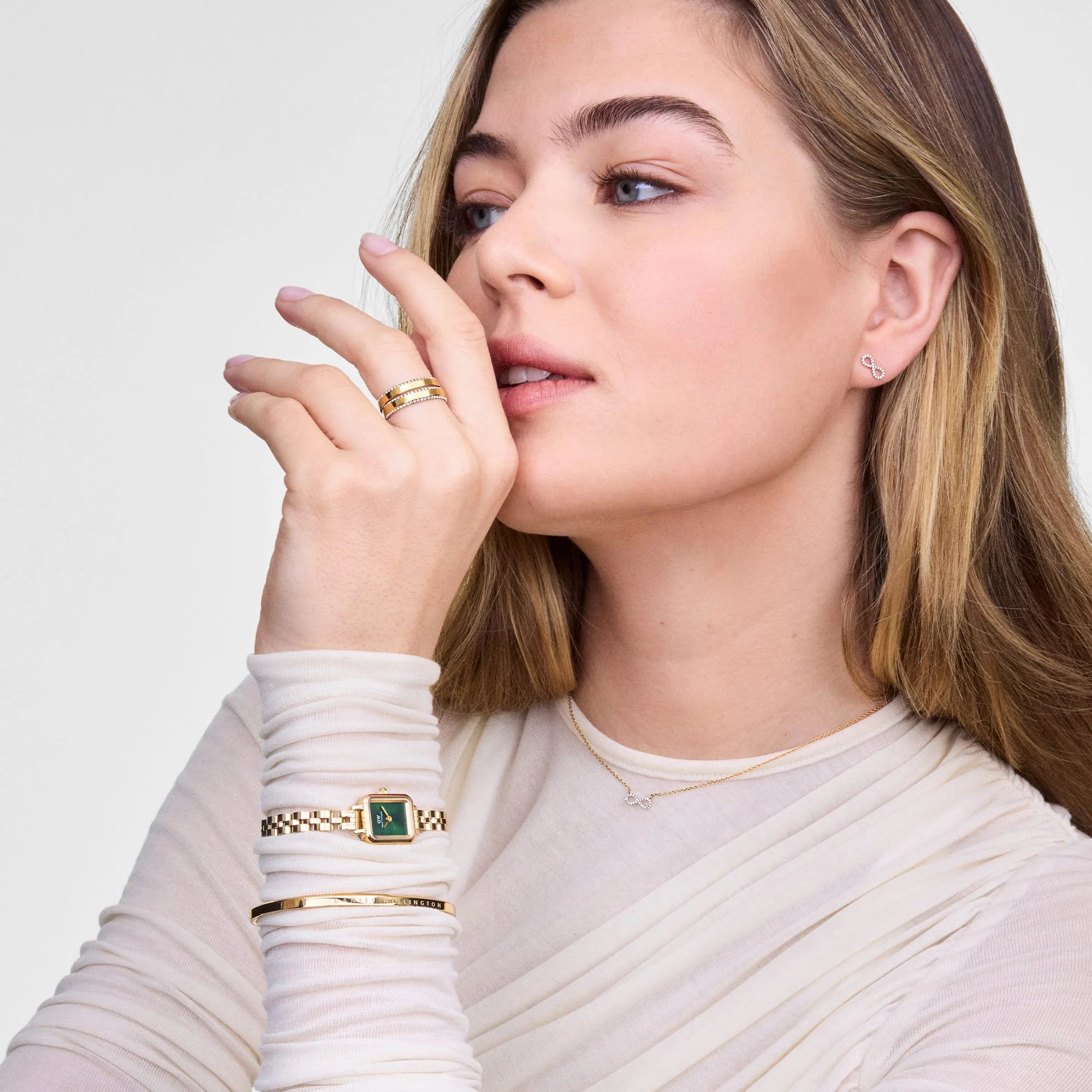 Daniel Wellington Quadro Mini Arch 3-link Emerald Sunray Gold