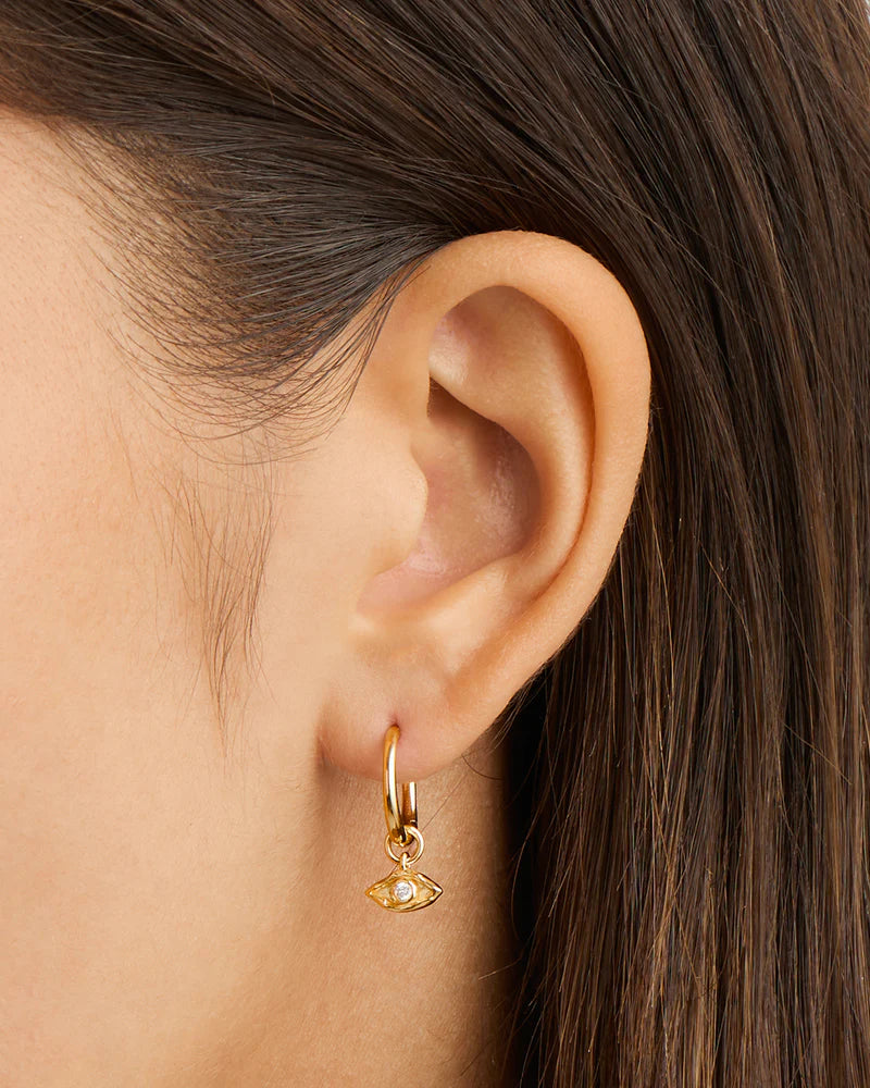 By Charlotte 18k Gold Vermeil I am Protected Hoops