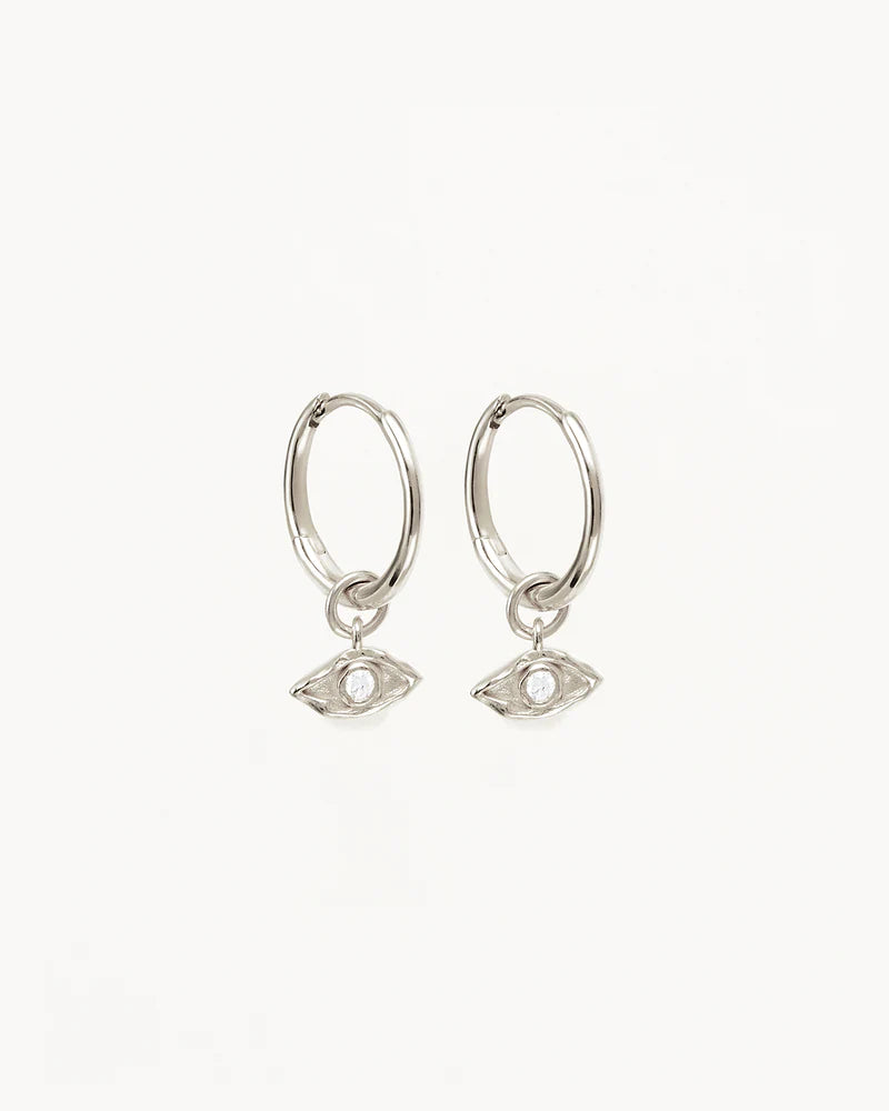 By Charlotte Sterling Silver I am Protected Hoops