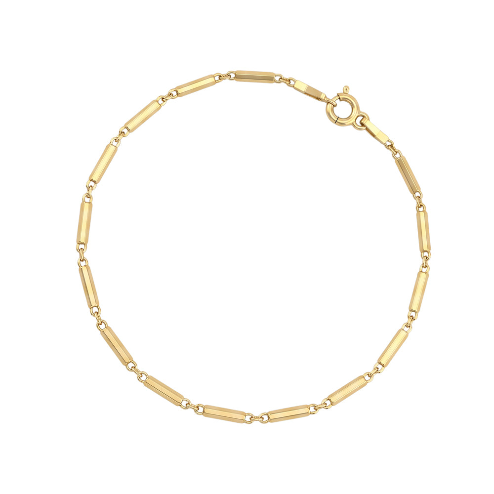 Sterling silver diamond cut 1.5MM bar link braclelet - Gold
