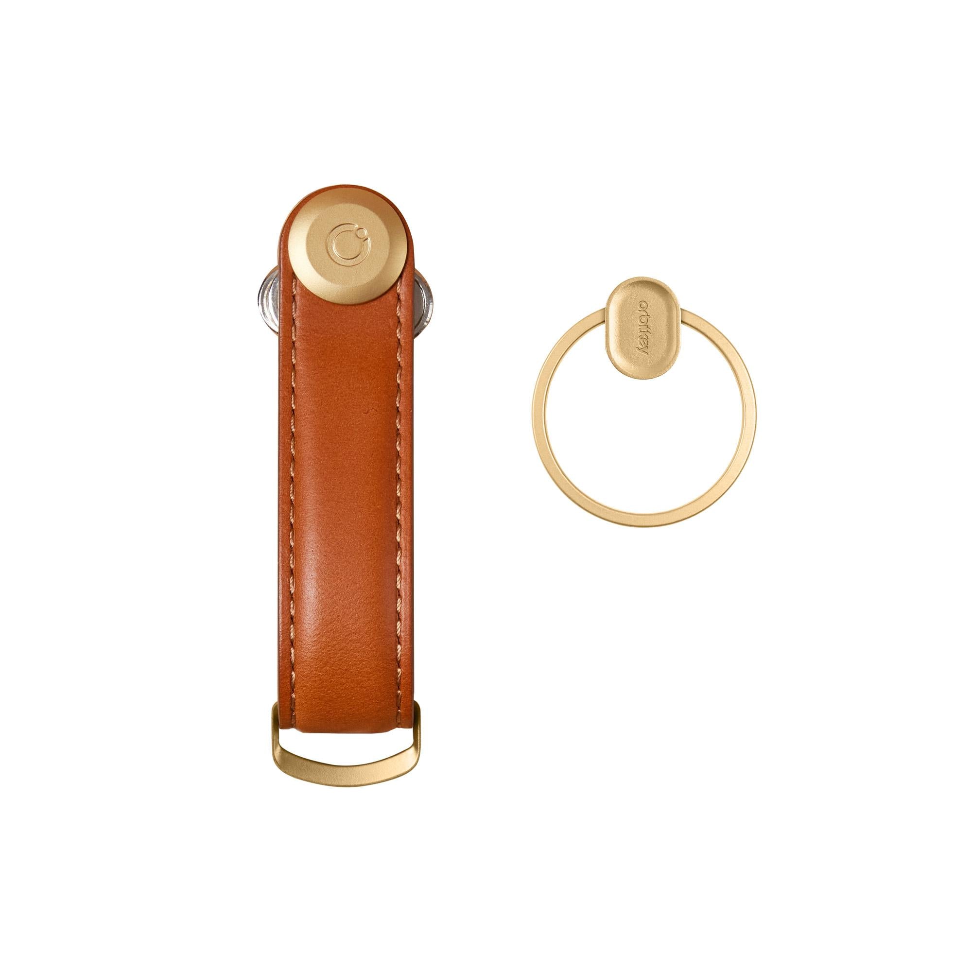 Orbitkey Leather Key Organiser + Ring V2- Cognac