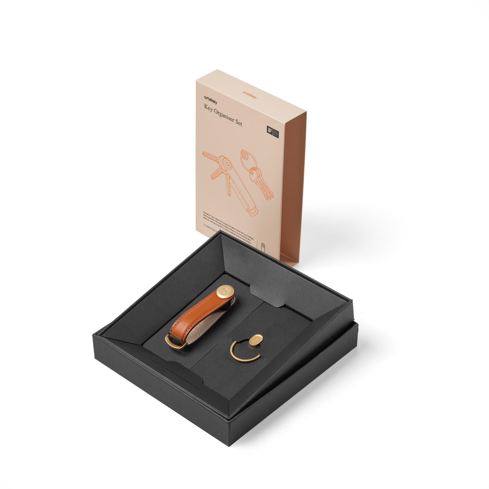 Orbitkey Leather Key Organiser + Ring V2- Cognac