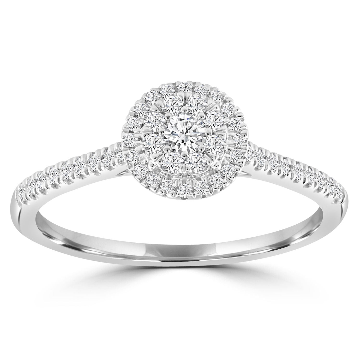 9ct White Gold Diamond 0.25ct Round Cluster Ring