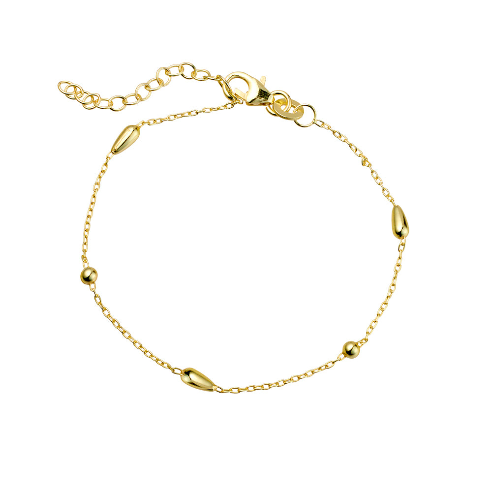 Gold Plated Teardrop Fine Chain Bracelet