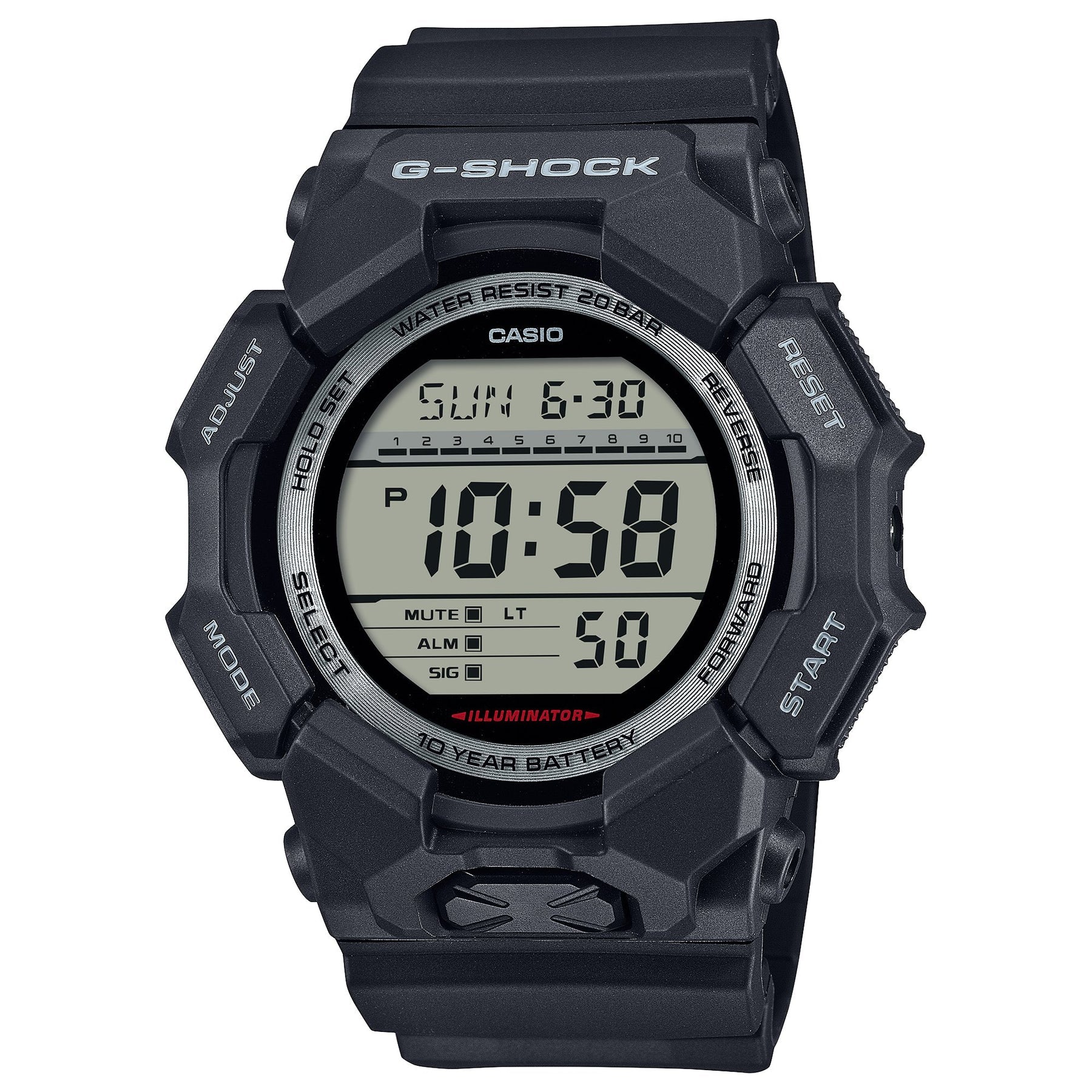 G-Shock Rugged Digital Black Case GD010-1D Resin Band Watch