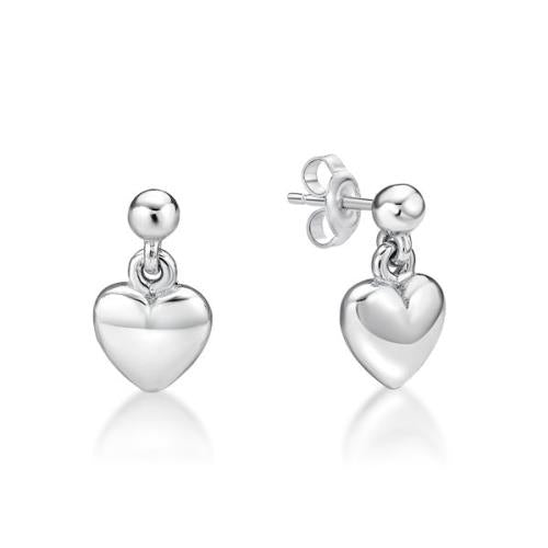 Sterling Silver Ball Stud Drops with Hearts