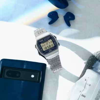 Casio Blue Dial with Stainless Steel Band Watch