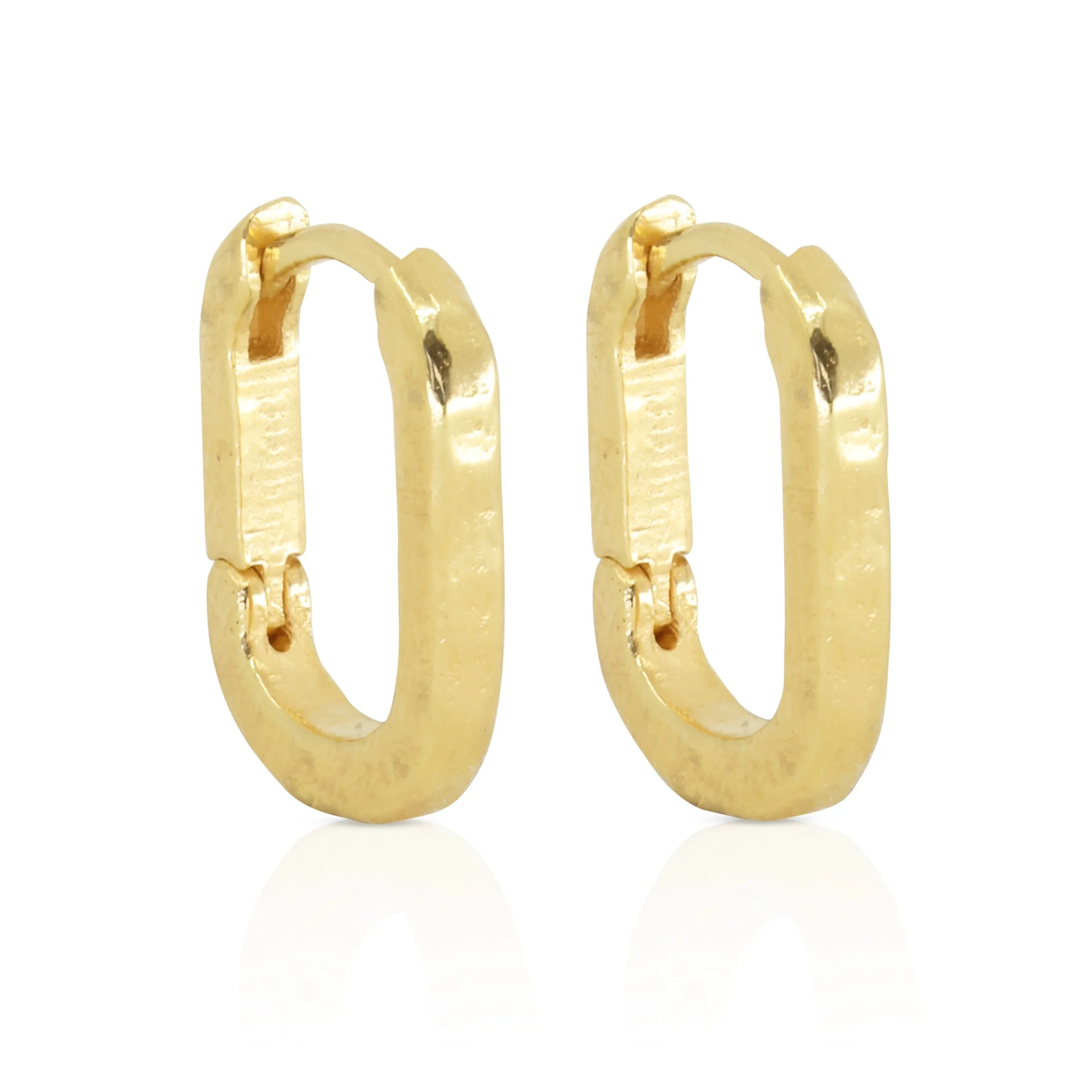 Toni May Paperclip Textured Gold Huggie Earrings