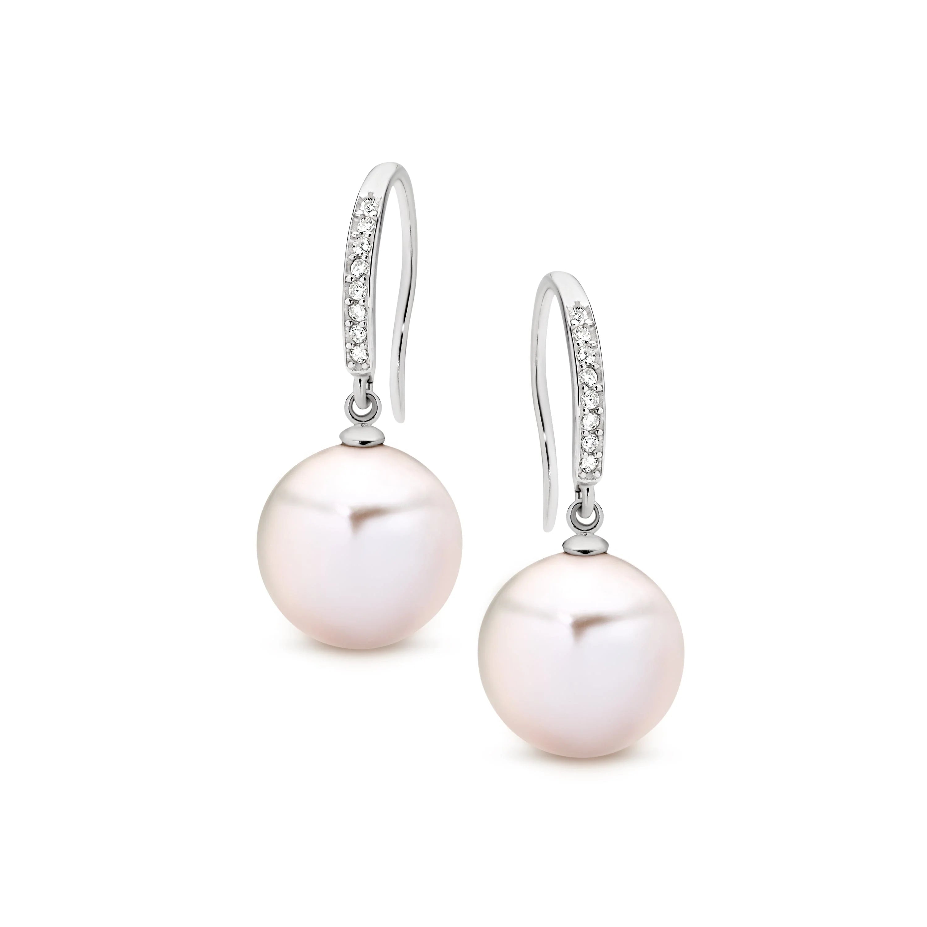 Twilight Luminescence Earrings - SS white round edison FWP hoop earrings