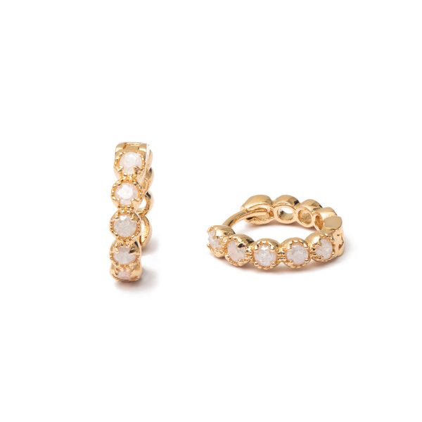 Gold Filled Ice White Cubic Zirconia Set Huggy Earrings