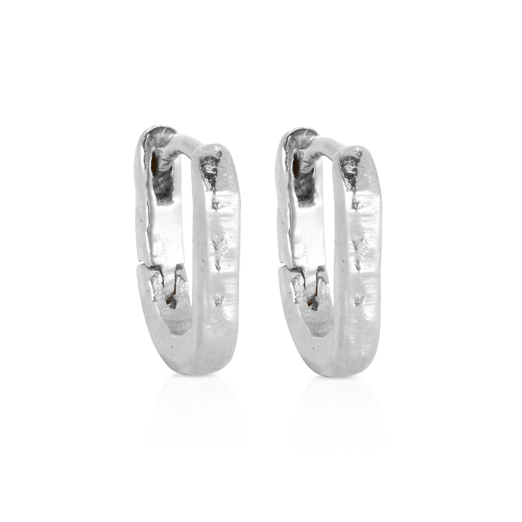 Toni May Sterling Silver Textured Paperclip Huggie Earrings