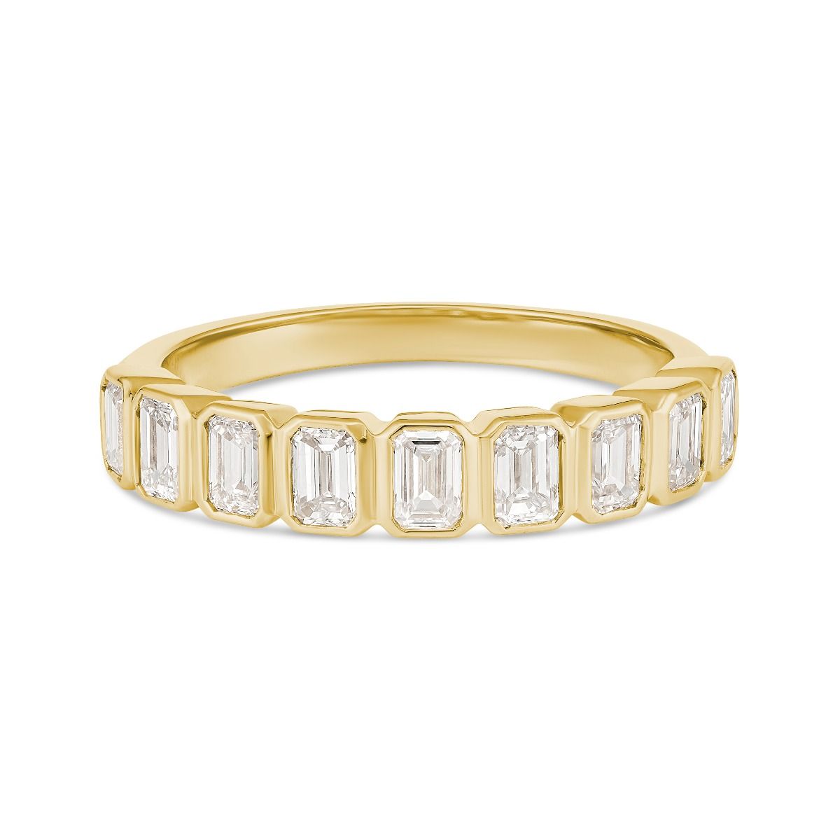 18ct Yellow Gold Lab Grown Emerald Cut Diamond Band TDW 1ct