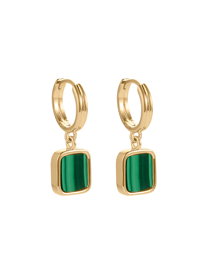 Kirstin Ash Malachite Hoops (18k Gold Plated)