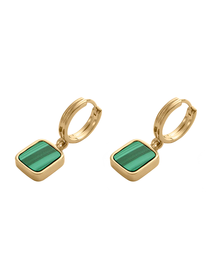 Kirstin Ash Malachite Hoops (18k Gold Plated)