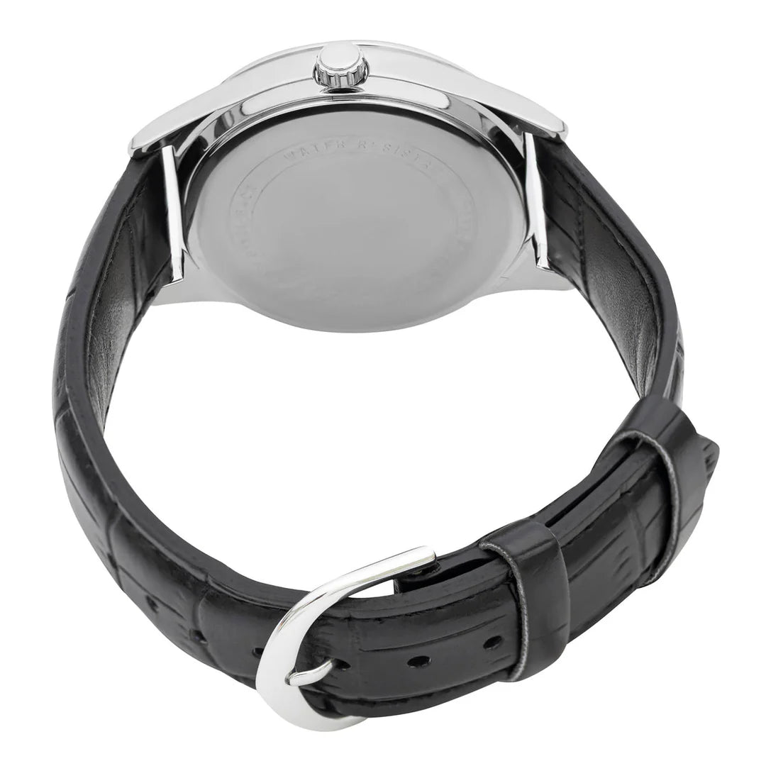 Casio Gents Analogue Black Leather Watch MTPV001L-1B