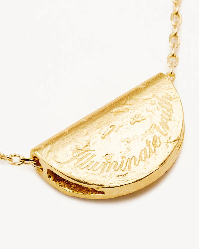 By Charlotte 18k Gold Vermeil Lotus Birthstone Necklace - November - Citrine