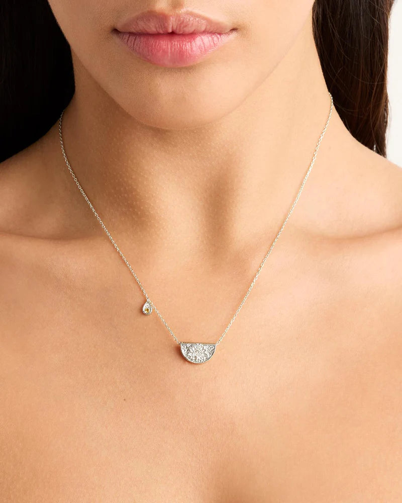 By Charlotte Sterling Silver Lotus Birthstone Necklace - November - Citrine