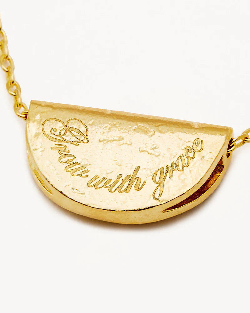 By Charlotte 18k Gold Vermeil Lotus Birthstone Necklace - December - Blue Topaz