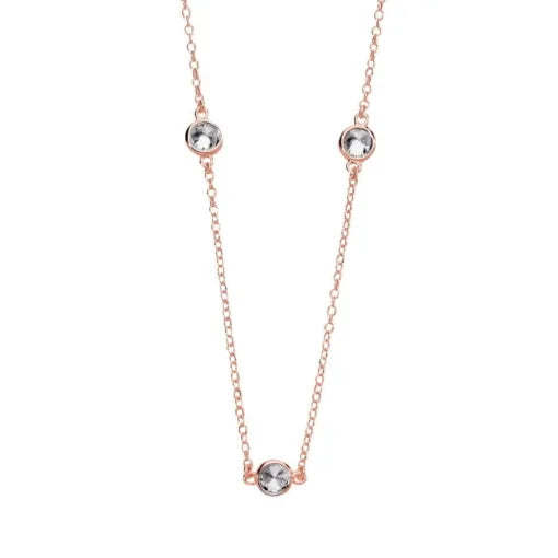 Sterling silver rose gold plated necklace with round CZ detail