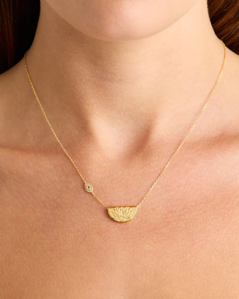 By Charlotte 18k Gold Vermeil Eye of Peace Lotus Necklace